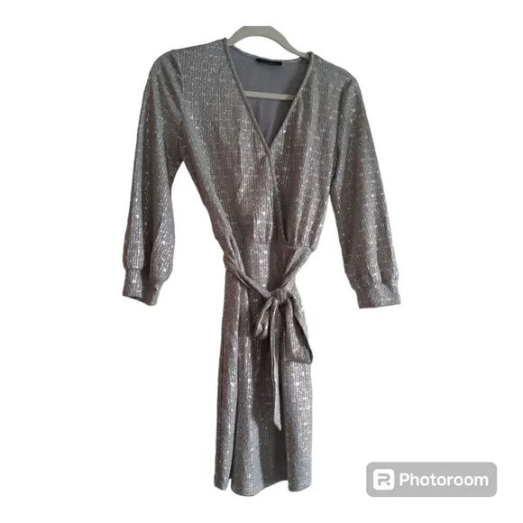 City Studio Dresses & Skirts - City Studio Belted Metallic Print A-Line Dress
